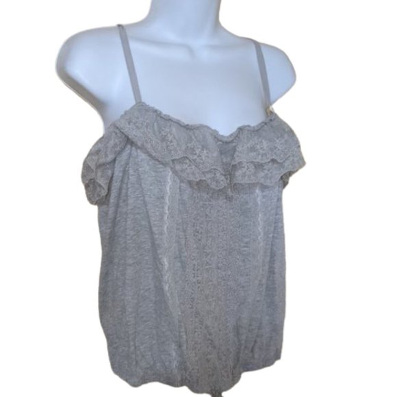 ---  AEROPOSTALE Gray Camisole Top with Lace Size XL - Picture 1 of 2